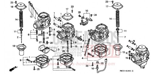 CARBURATEUR (PIECES CONSTITUTIVES) CB750F2S de 1995